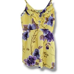 Honolua Wahine women's yellow floral tropical shirt - large